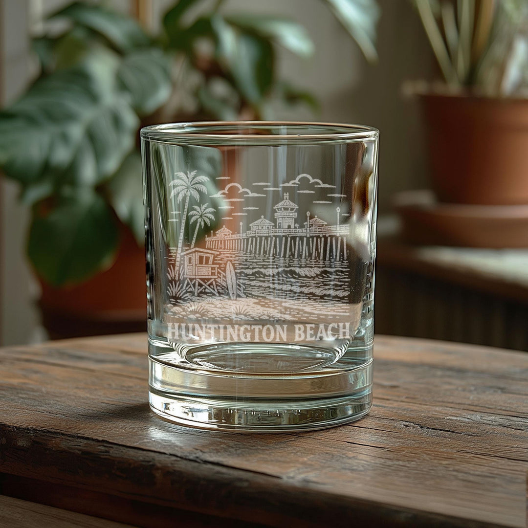 Huntington Beach California Engraved Glass
