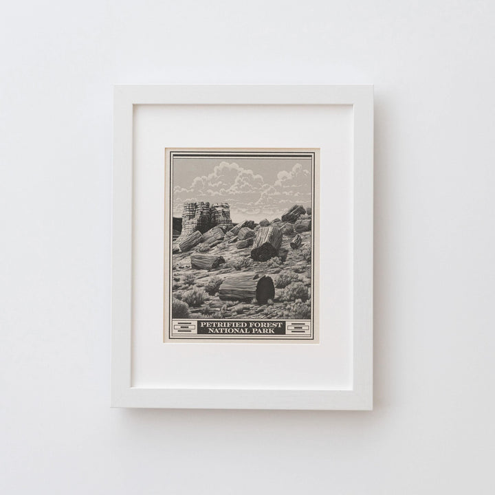 Petrified Forest Park Lithograph Style Print - Vintage Arizona archival matte fine art print. Rainbow Forest Newspaper Rock Desert West Gift