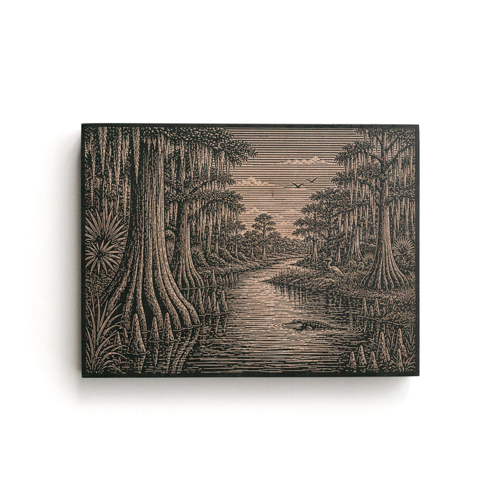 Bayou Cypress Waterway Engraved Birch Art Panel