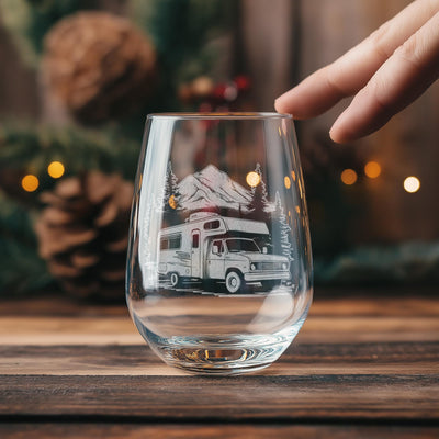 RV Camper Glasses | Vintage Travel Trailer Personalized Whiskey, Wine & Beer Glassware, Camping Enthusiast Drinkware, Gift for Travel Lovers