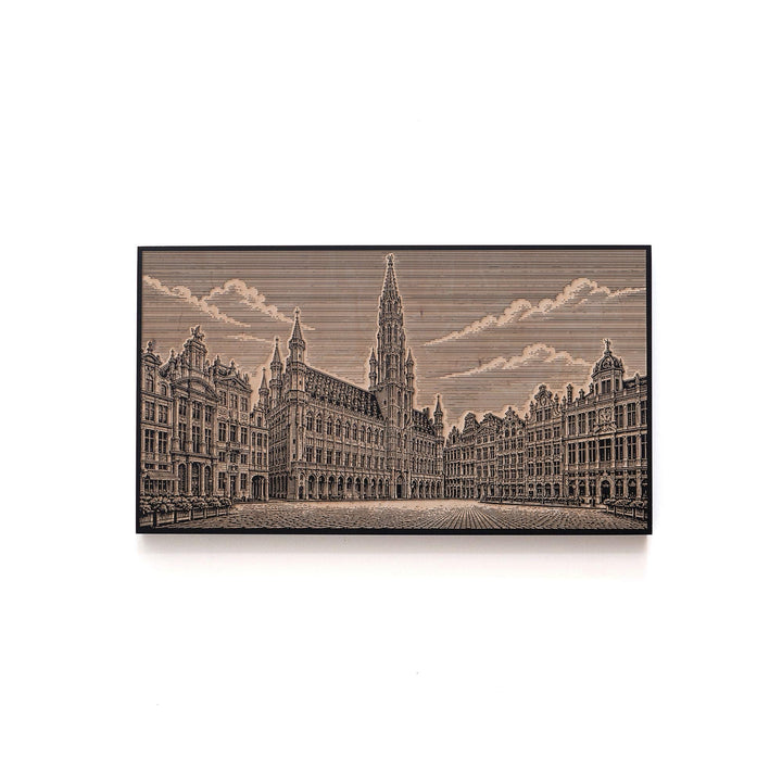 Brussels Grand Place Engraved Birch Art Panel