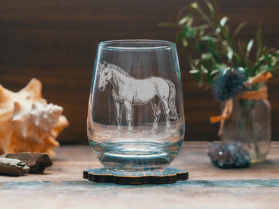 Horse Glasses | Equestrian Themed Personalized Whiskey, Wine & Beer Glassware, Equine Animal Drinkware, Country Western Ranch Style Gift