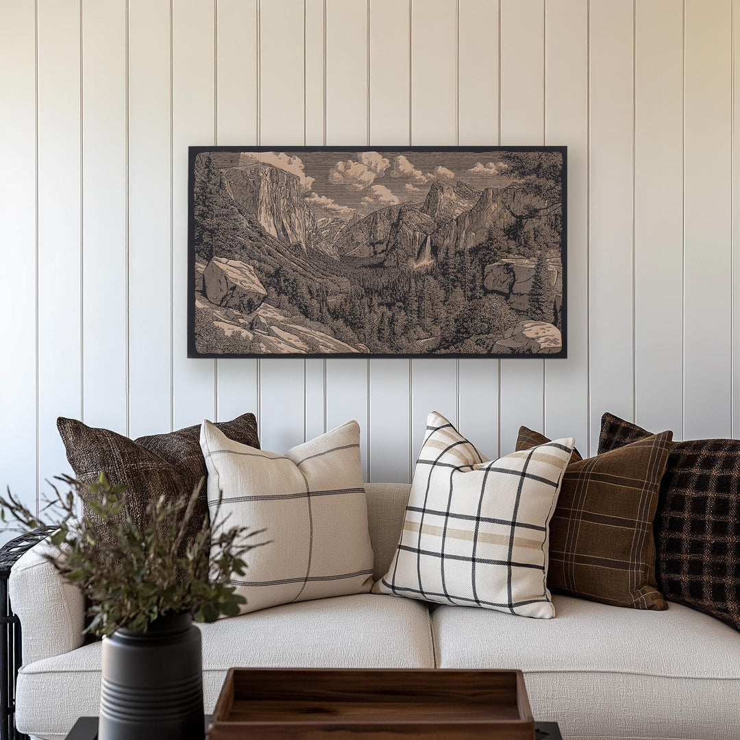Yosemite Valley Engraved Illustration