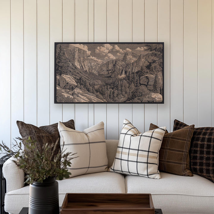 Yosemite Valley Engraved Illustration