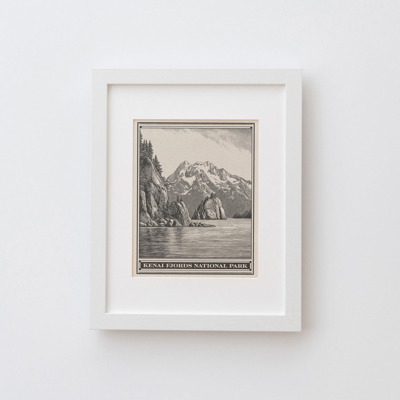 Kenai Fjords National Park Lithograph Style Print - Vintage Alaska archival matte fine art print. Harding Icefield Kenai Peninsula Gift