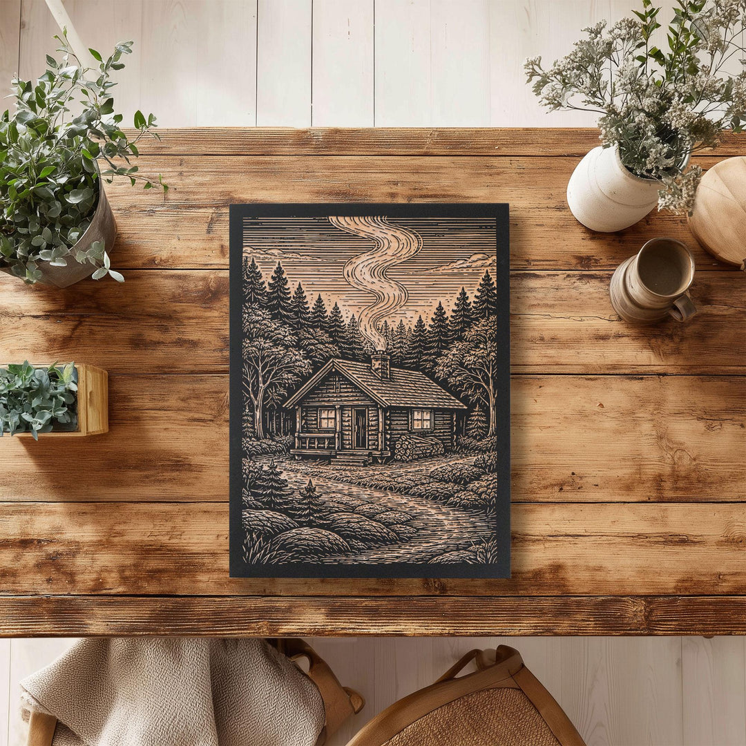 Cabin in the Woods Engraved Illustration