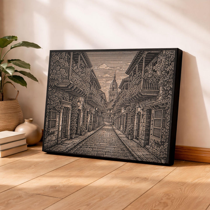 Cartagena Street Engraved Birch Art Panel