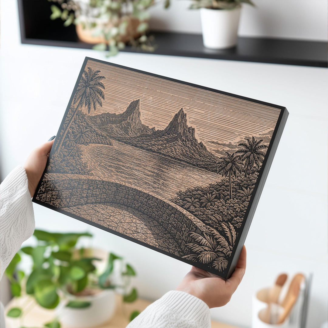 Moorea Tropical Vista Engraved Birch Art Panel