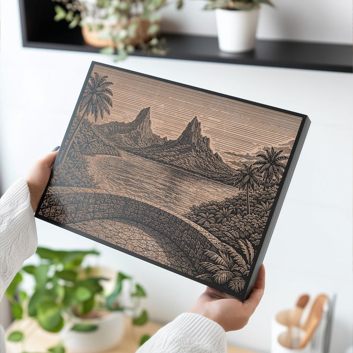 Moorea Tropical Vista Engraved Birch Art Panel
