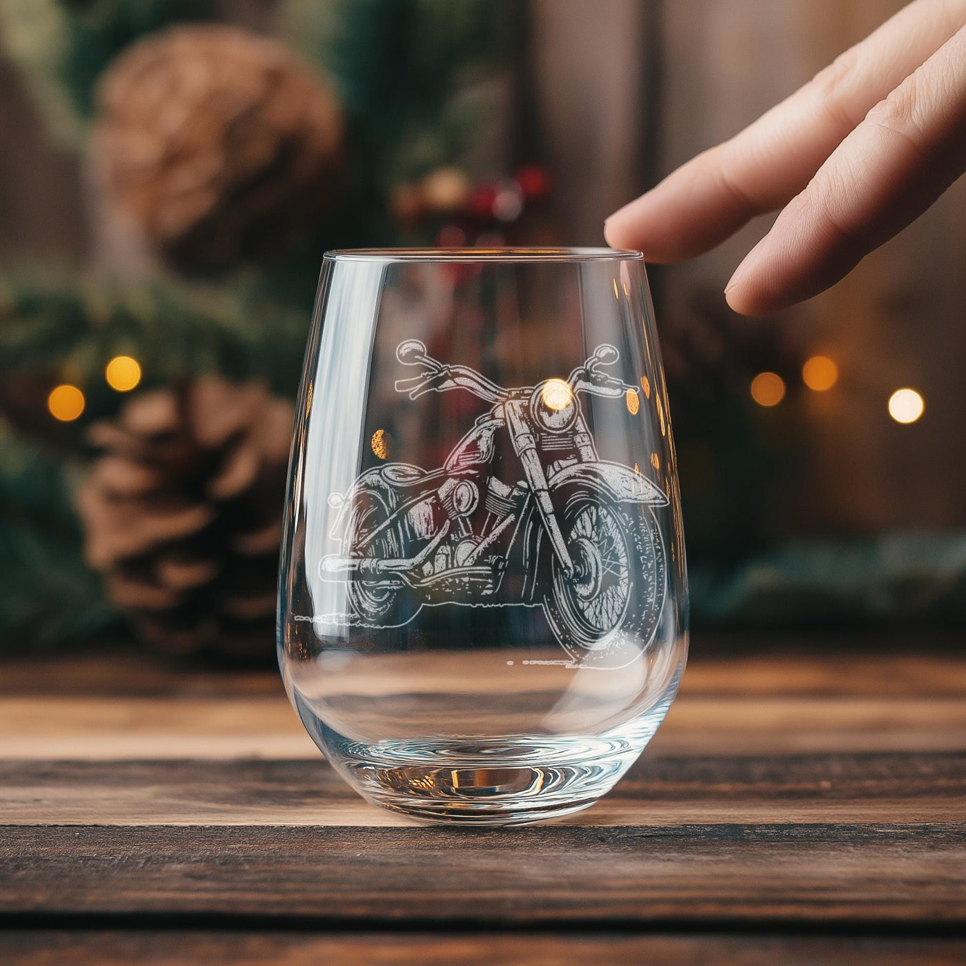 Motorcycle Glasses | Biker Themed Personalized Whiskey, Wine & Beer Glassware, Motorcycle Club Drinkware, Biker Bar Themed Gift