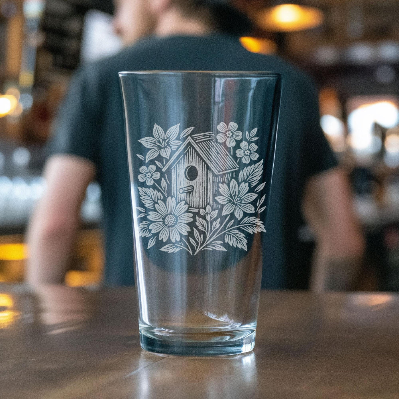 Bird House Among Flowers Glasses