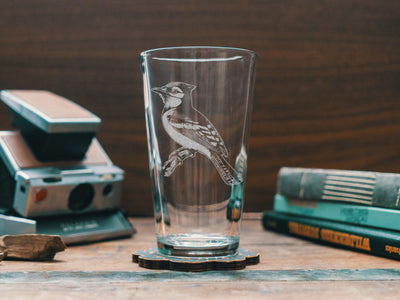 Blue Jay Glasses | Birding Theme Personalized Whiskey, Wine & Beer Glassware, Nature Inspired Drinkware, Bird Wildlife Decor, Birder Gift