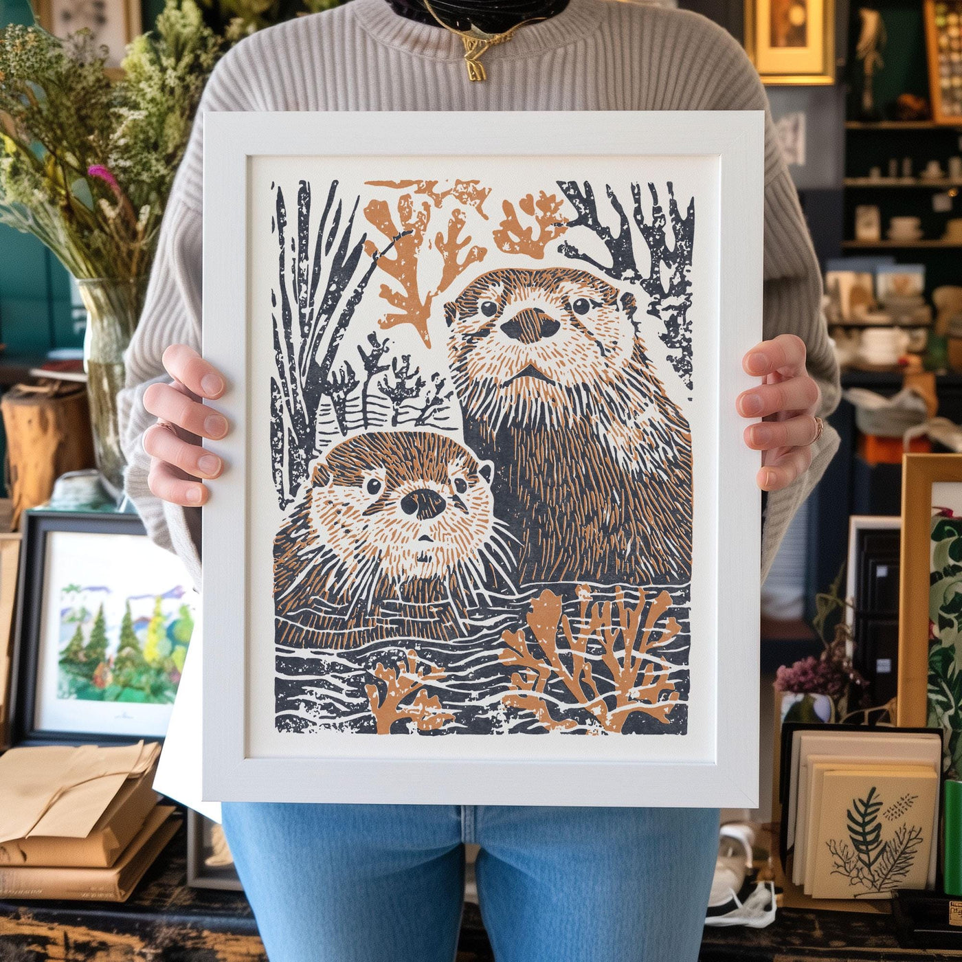 Otters Art Print