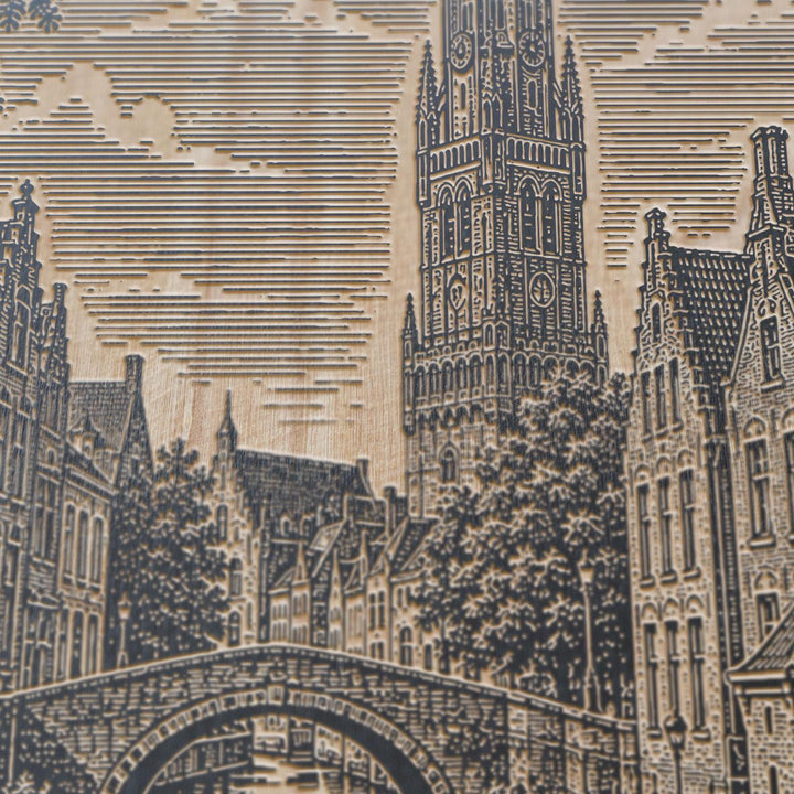 Bruges Canal Engraved Birch Art Panel