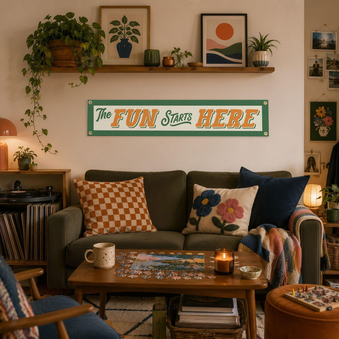 The Fun Starts Here Felt Banner