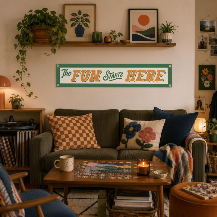 The Fun Starts Here Felt Banner