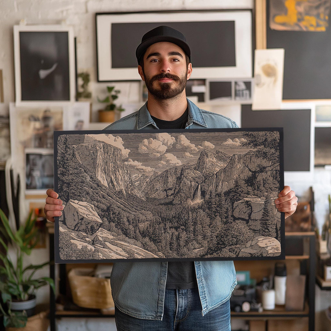 Yosemite Valley Engraved Illustration