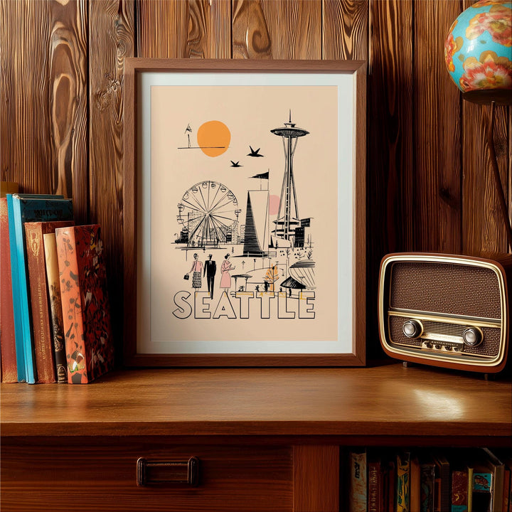 Seattle, Washington Mid Century Travel Poster