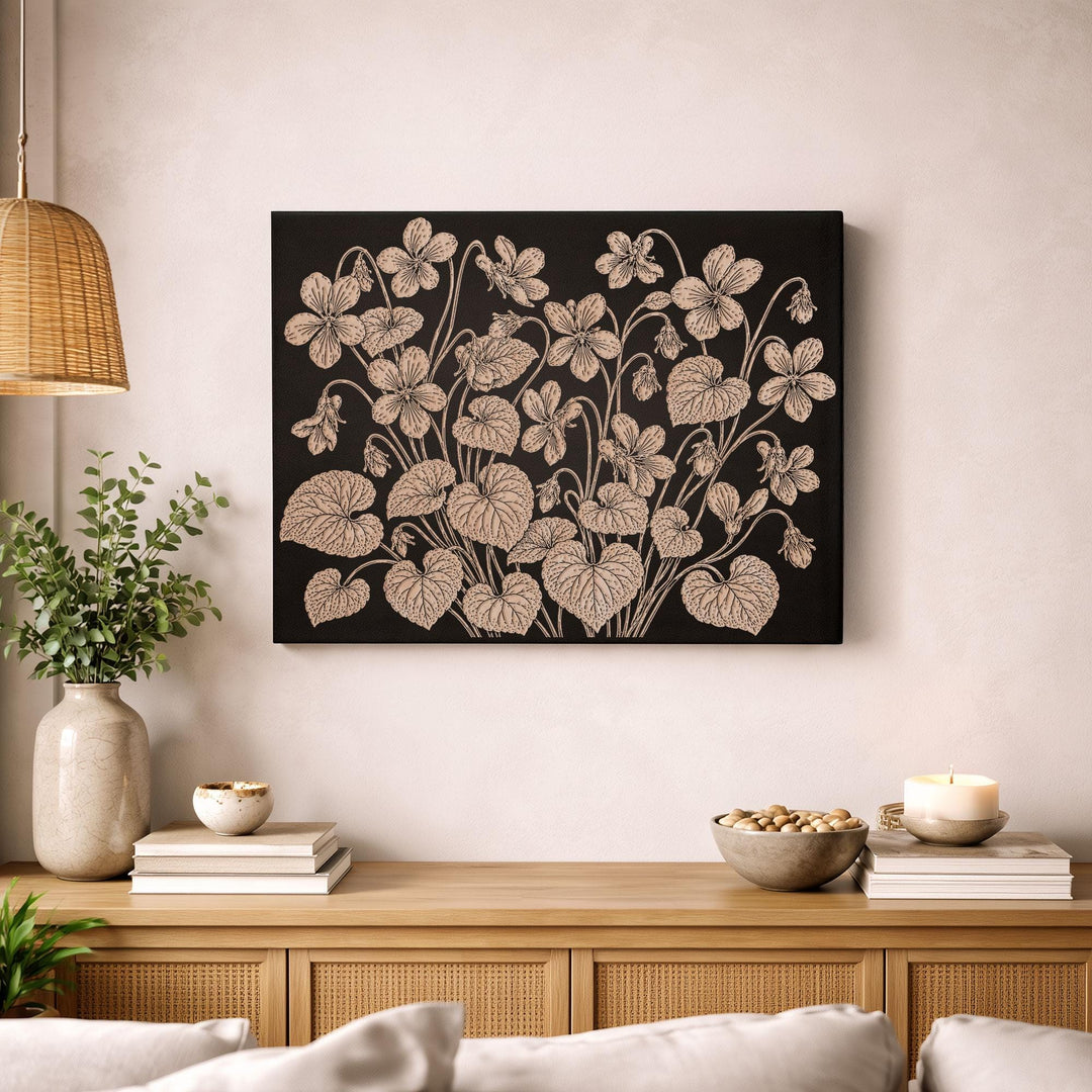 Violets Engraved Birch Art Panel