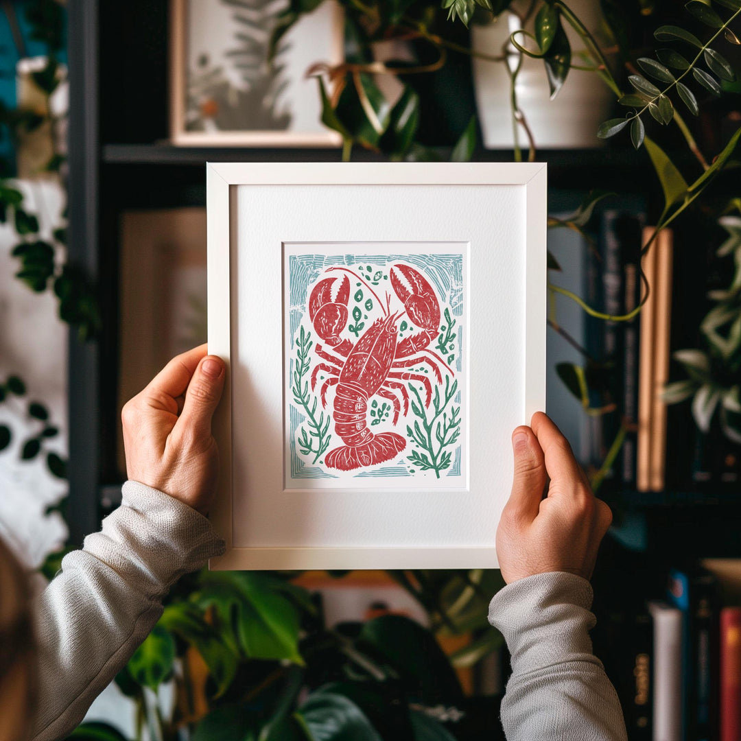 Lobster Linocut Print