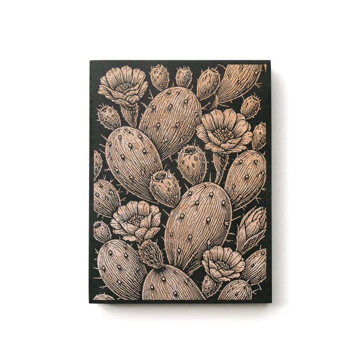Prickly Pear Cactus Engraved Birch Art Panel