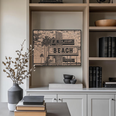 Surf Beach Sign Wall Art