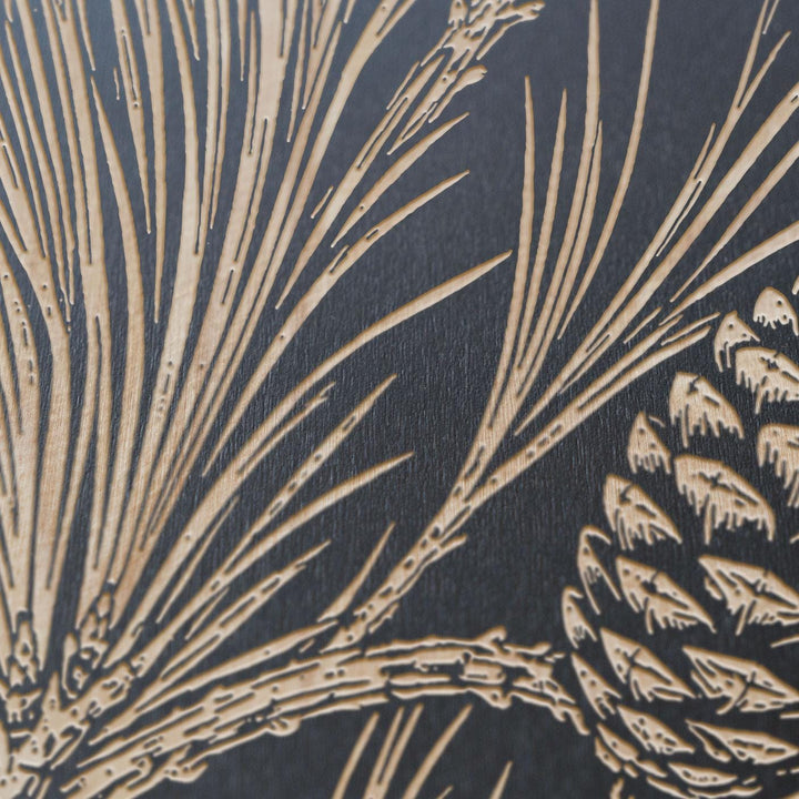 Pine Branches and Cones Engraved Birch Art Panel