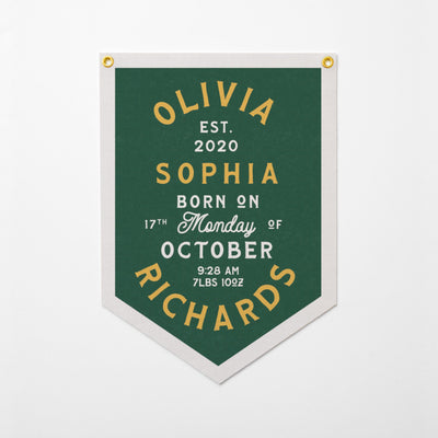 Custom Birth Stat Heritage Felt Banner