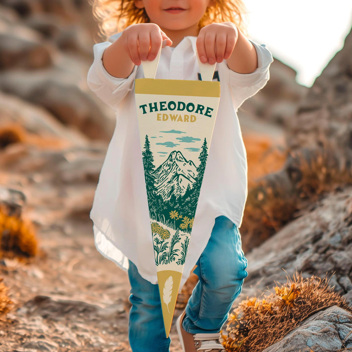 Custom Name Sign Felt Landscape Pennant
