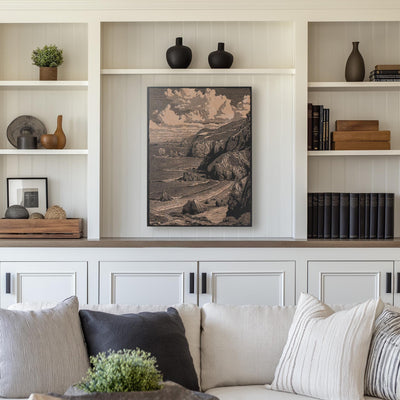 Rugged Big Sur Coast Engraved Illustration