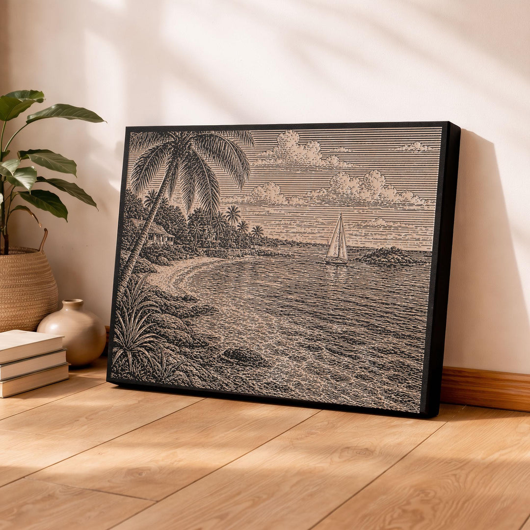 Cayman Islands Cove Engraved Birch Art Panel