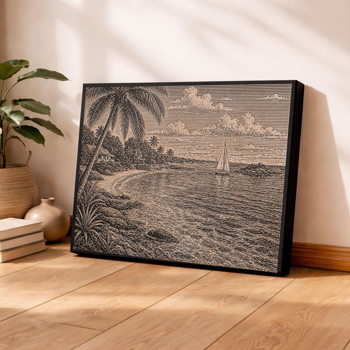Cayman Islands Cove Engraved Birch Art Panel