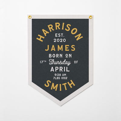 Custom Birth Stat Heritage Felt Banner