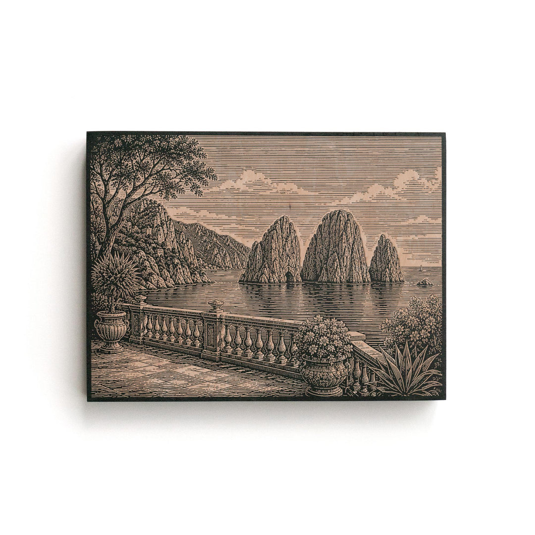 Capri Faraglioni Engraved Birch Art Panel
