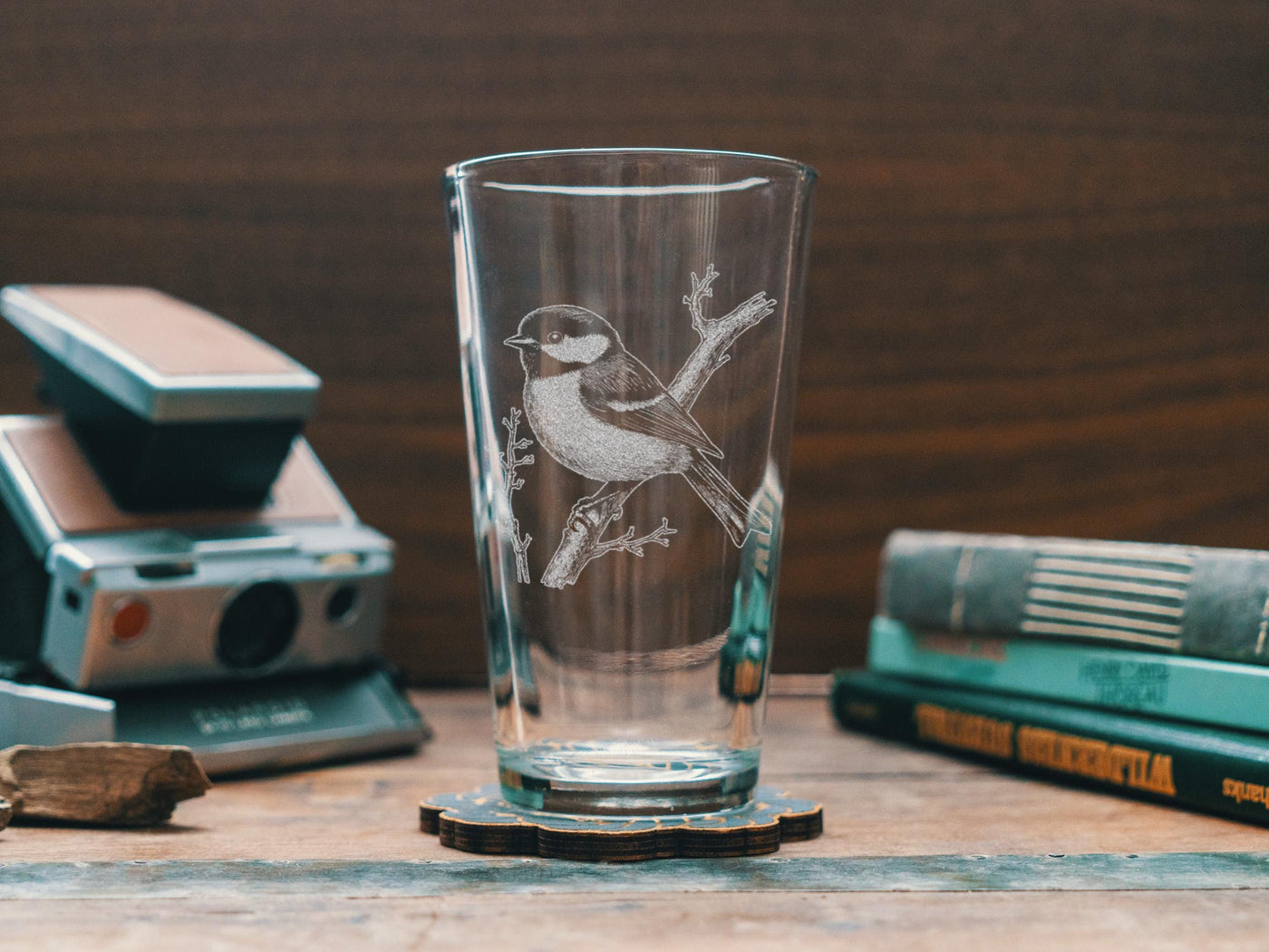 Chickadee Glasses | Birding Personalized Whiskey, Wine & Beer Glassware, Nature Inspired Drinkware, Maine Bird Wildlife Decor, Birder Gift