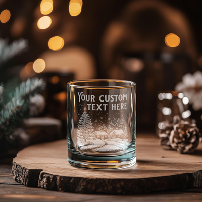 a shot glass with a custom text on it