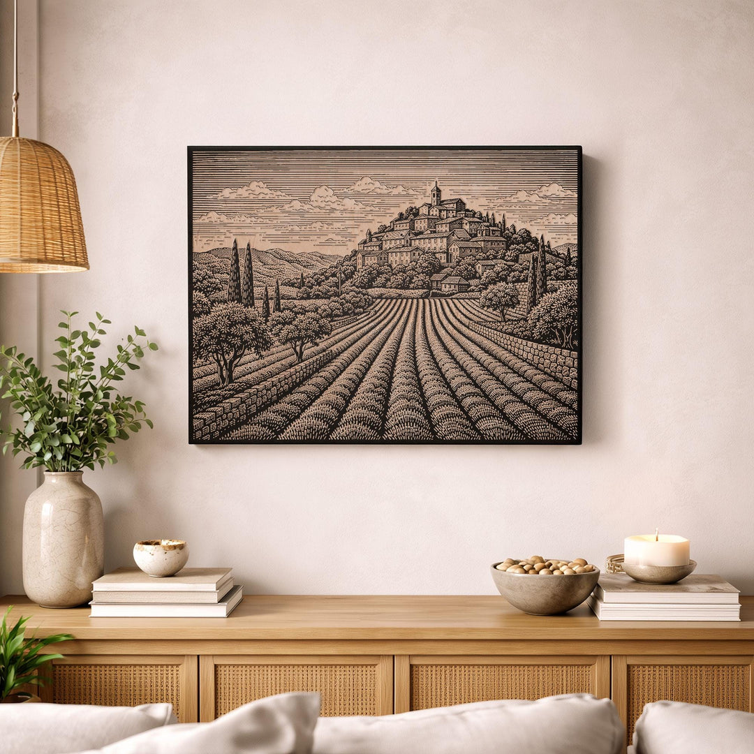 Provence Lavender Fields Engraved Birch Art Panel