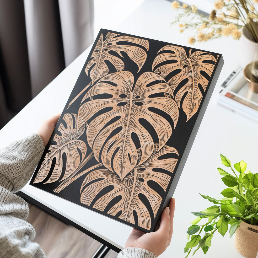Split Leaf Philodendron Engraved Birch Art Panel