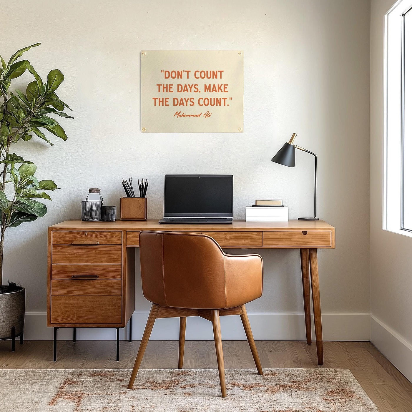 Don&#39;t Count the Days, Make the Days Count Muhammad Ali Quote Felt Banner | Inspirational Wall Art, Motivational Gift, Living Room Accent