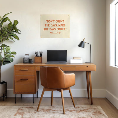 Don&#39;t Count the Days, Make the Days Count Muhammad Ali Quote Felt Banner | Inspirational Wall Art, Motivational Gift, Living Room Accent