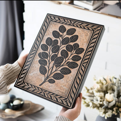 Eucalyptus Branch Engraved Birch Illustration