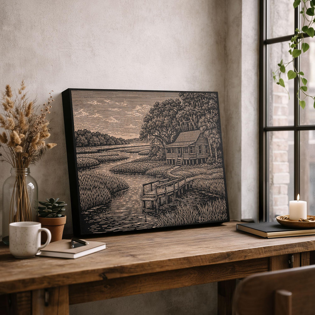 Lowcountry Marsh Engraved Birch Art Panel