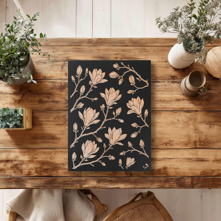 Japanese Magnolia Engraved Birch Art Panel
