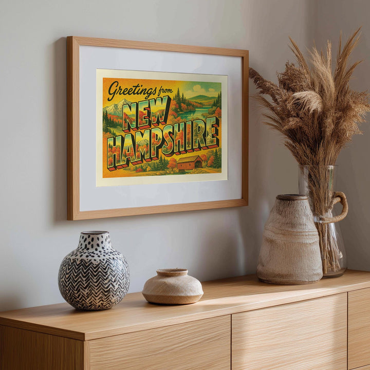 New Hampshire Postcard Art Print