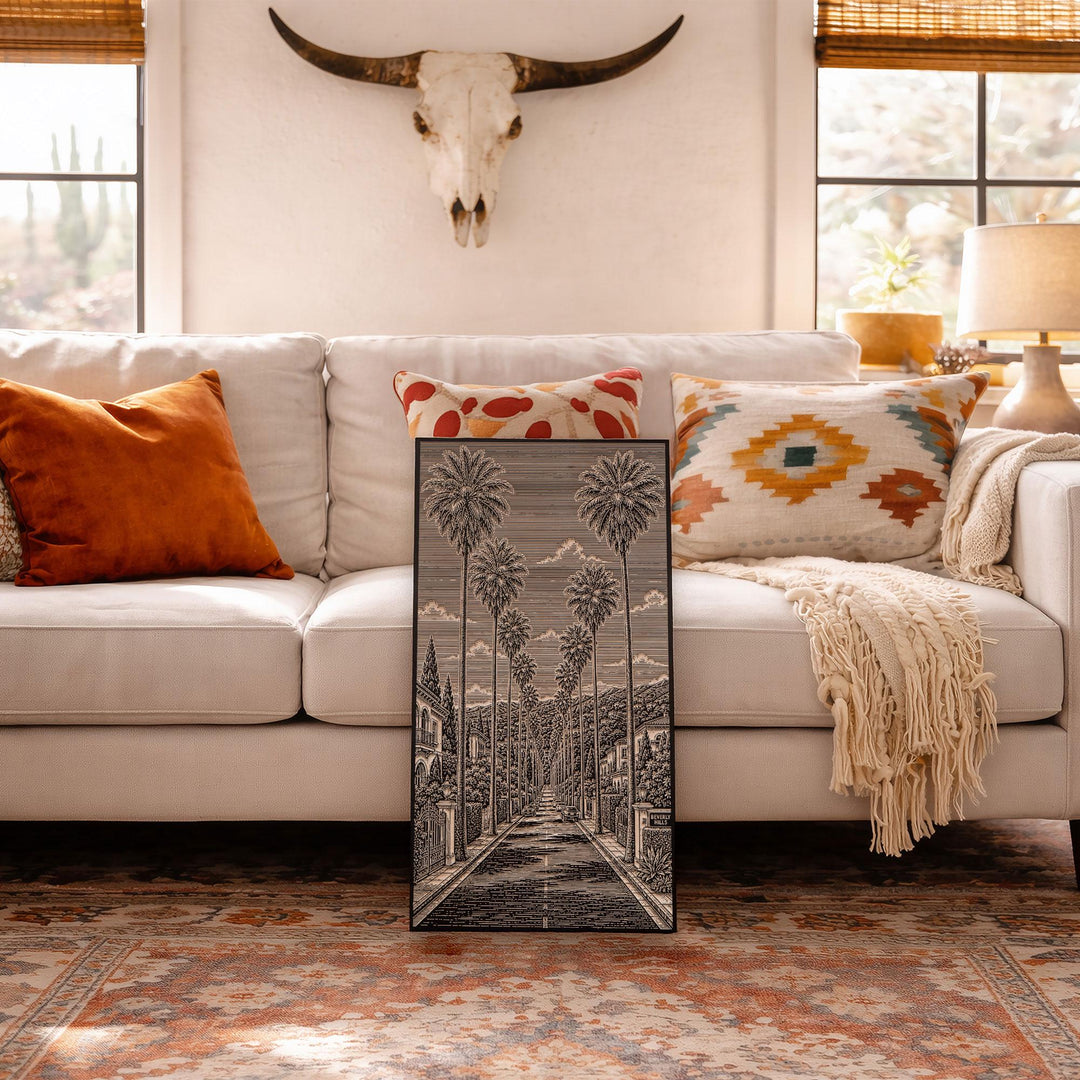 Beverly Hills Palm Avenue Engraved Birch Art Panel