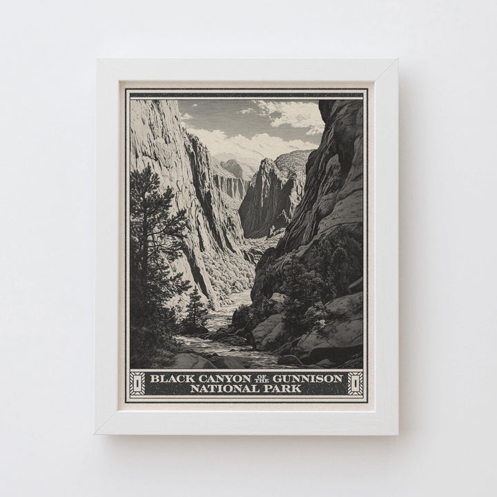 Black Canyon of the Gunnison National Park Lithograph Style Print - Vintage Colorado archival matte fine art print. Mountain Hiking gift