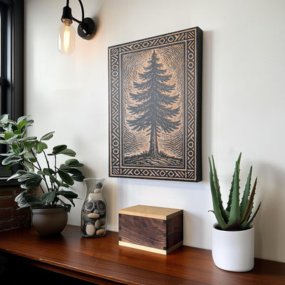 Pine Tree Engraved Birch Illustration