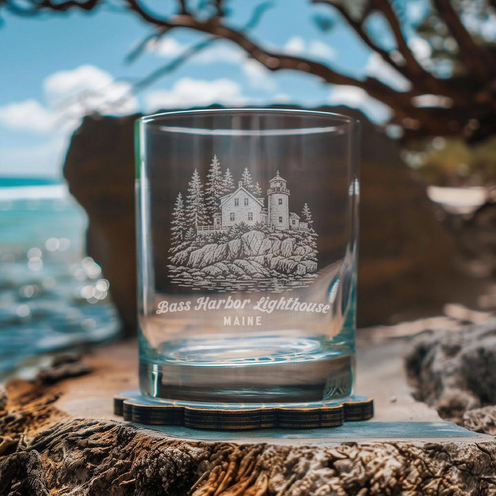 Bass Harbor Lighthouse Maine Engraved Glass