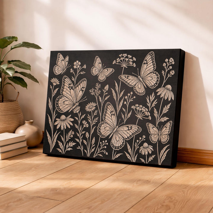 Butterfly Meadow Engraved Birch Art Panel