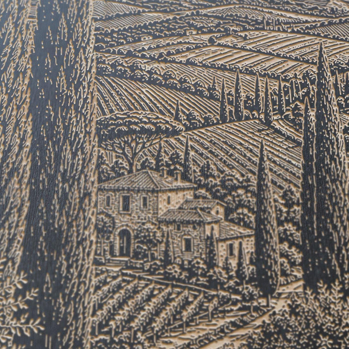 Tuscany Italian Cypress Trees Engraved Birch Art Panel
